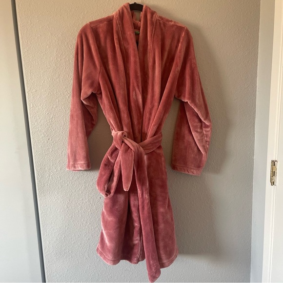 Dip Women’s Rose Pink Soft Plush Terry Cloth Robe Bathrobe Size S/M Small/Medium - Picture 1 of 6